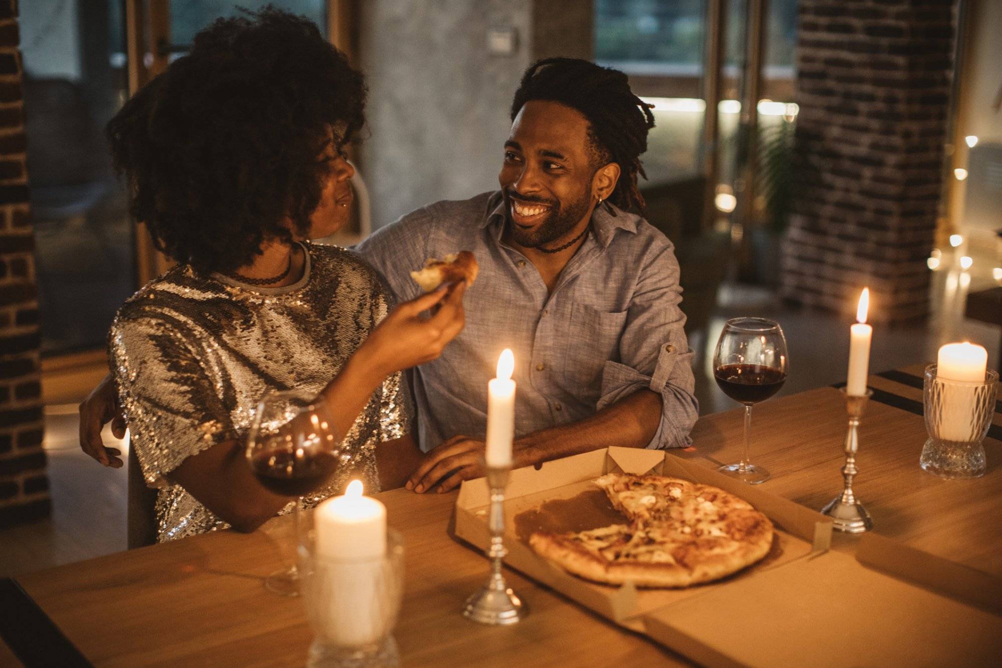 Romantic pizza evening at home Romantic pizza evening at home