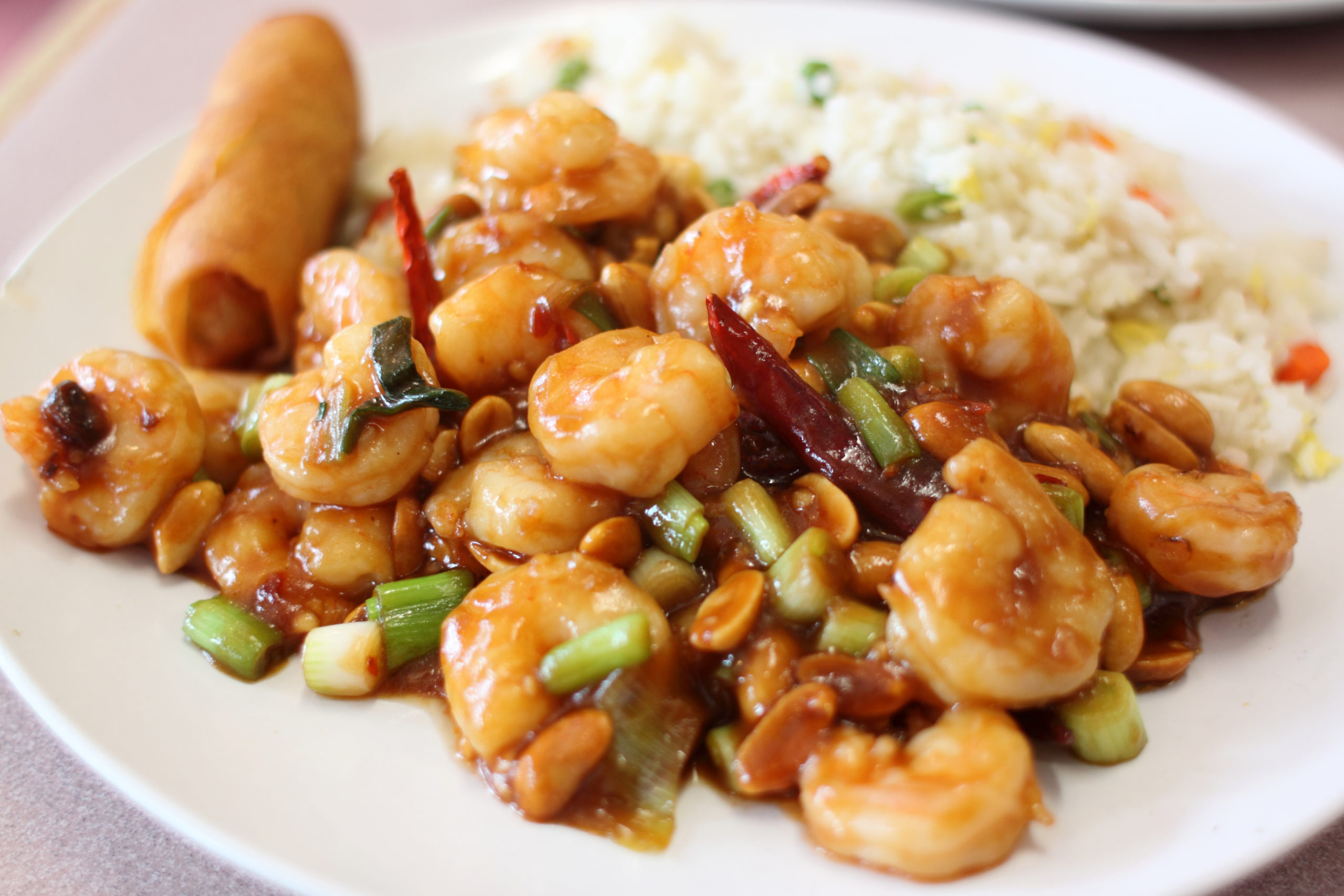 Plate of kung pao shrimp