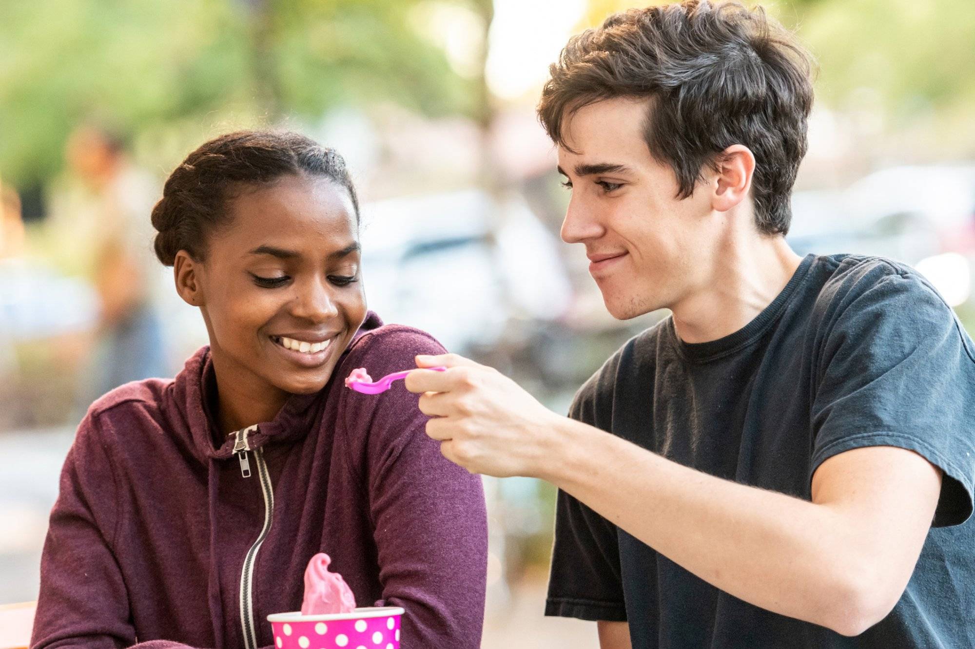 Smiling diverse young couple