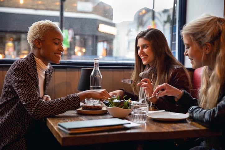 Londoners women eating together at a restaurant